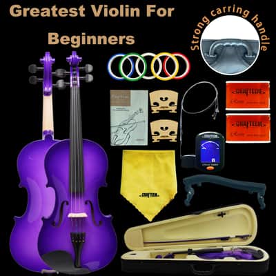 1/2 Fiddle Purple Colored Premium Violin Outfit for Beginners Adults Kids With 5 Color Fingering Tape- Handcrafted Student Beginner Violin. (Purple, 1/2) image 4