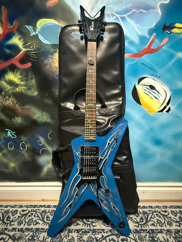 Dean Buddy Blaze ML Dimebag limited edition 1 of 300 2008 - Blue with Chrome Flame Design image 1
