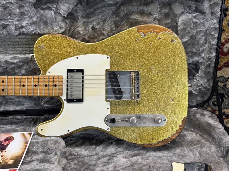 2001 Fender Custom Shop - 51 Nocaster Lefty - Heavy Relic Goldsparkle Refin by Nick Page - ID 5753
