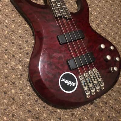 Ibanez BTB 4 String Quilted Maple Electric Bass Guitar 2010s - Red image 4