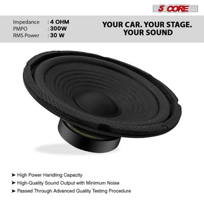5 Core 6 Inch Subwoofer Pair 300W Car Audio Sub Woofer 4 Ohm Deep Bass Replacement Loud Speaker image 7