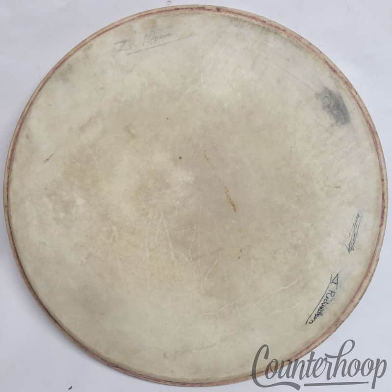 *Ludwig 17" Calf Skin Parade Tenor Tom Drum Batter Marching Head Vintage 40s USA image 1