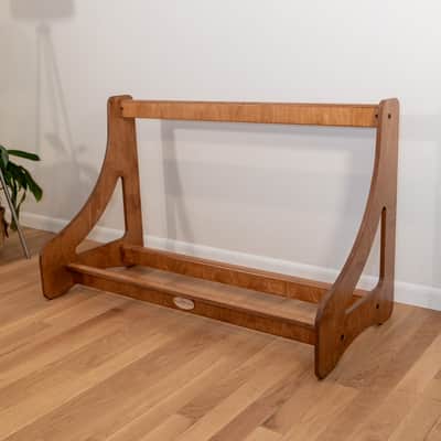 "Case Place" single level storage rack for acoustic, electric, bass, and other instrument cases BROWN image 2
