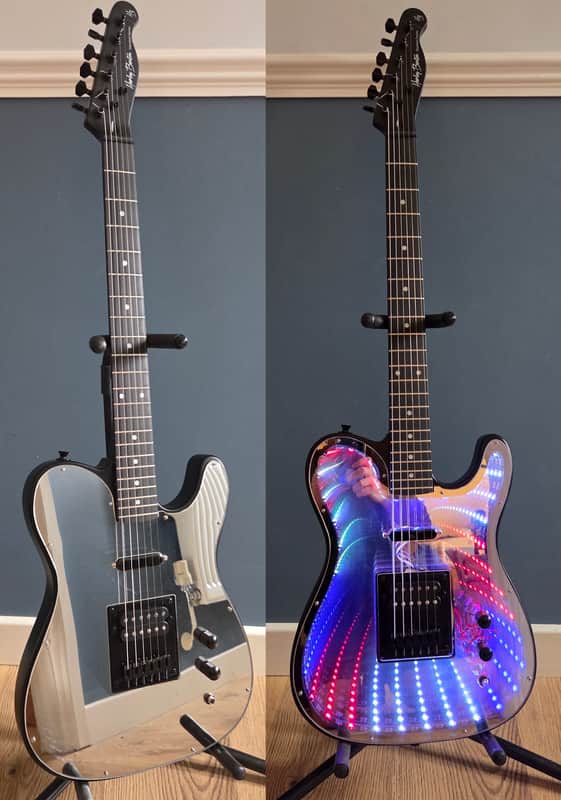 Infinity Mirror LED Electric Guitar – Sound Reactive RGB Lights - Customised in the U.K. image 1