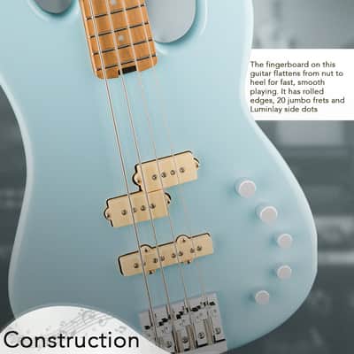 Charvel ProMod San Dimas PJ IV Bass Guitar (Sonic Blue) with Charvel Gig Bag and Strings image 3