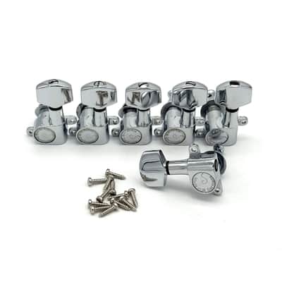 Vintage Schaller Double Tab M6 Mini Tuners Lefty 1970s 1980s - Chrome image 1