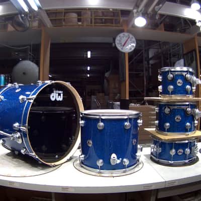 DW Collector's Series Blue Glass w/Satin Chrome Hardware Drum Set 22/10/12/16 image 7