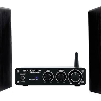 Rockville BLUAMP 21 Bluetooth Home Audio Receiver Amp+(2) 6.5" Black Speakers image 1