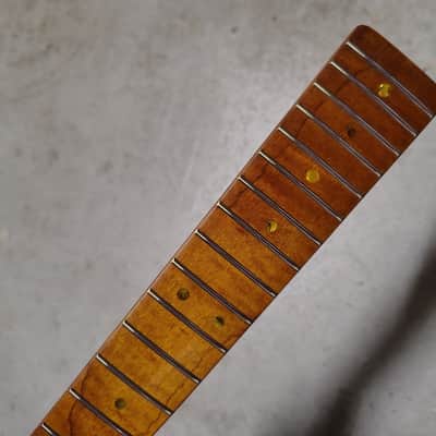 Flame Roasted Maple Tele Neck fits fender Telecaster body 21 frets 50s Gloss image 5