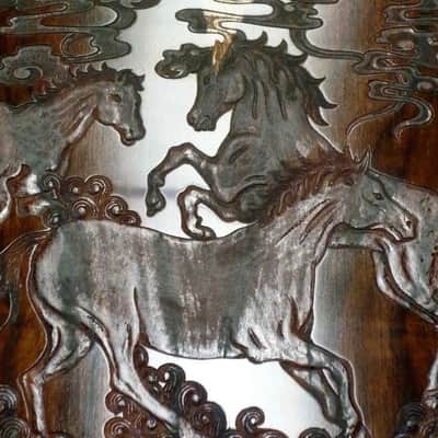 Acoustic Guitar Handmade by Blueberry, 6 String Wood Horse Motif Guitar,Custom Handcrafted Wooden Guitar, Dreadnought Guitar,Steel String image 10