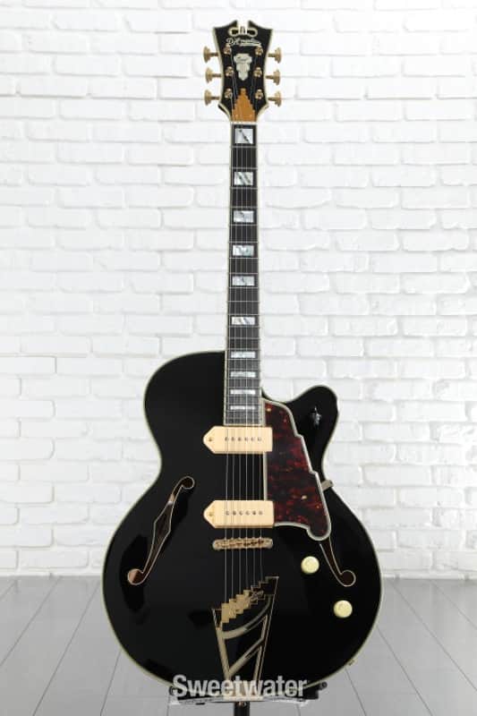 D'Angelico Excel 59 Hollowbody Electric Guitar - Solid Black with Stairstep Tailpiece (59ExSBkd1) image 1