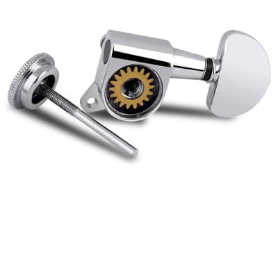 Locking Guitar String Tuning Pegs Tuning Keys Machine Heads Tuners 1:18 Gear Ratio 6 In Line for Right Handed Electric Guitar or Acoustic Guitar Parts Accessories Half Round Head Chrome. image 4
