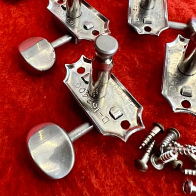 Kluson Double line guitar tuners c 1965 - Nickel original vintage USA Gibson Martin Rickenbacker 3x3 image 3