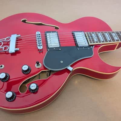 Revelation RT75 Hollow Body Electric Guitar Cherry Red Great Player image 3
