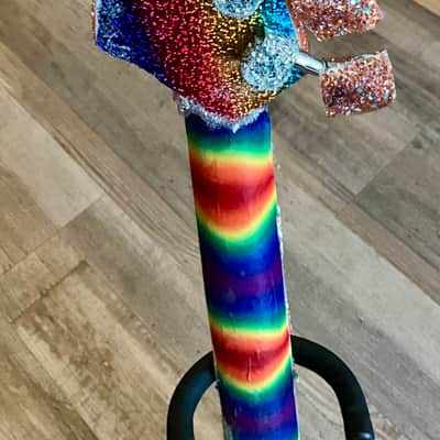 4-String Bass Guitar - Rainbow Sparkle Pride image 7