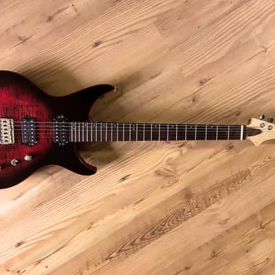 Highline Guitars Apollyon Deluxe 6 String Hardtail Guitar 2017 Black and Red Burst image 3