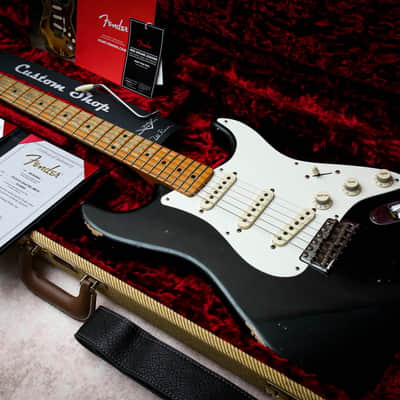 FENDER USA CS Mastertbuilt 56' Reissue Active Stratocaster Relic * Todd Krause "Faded British Racing Green" (2022) image 1