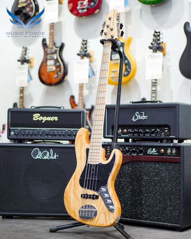 Lakland US Custom 55-60 Vintage J Bass - Natural w/Active Preamp, MOP Block Inlay & White Binding image 1