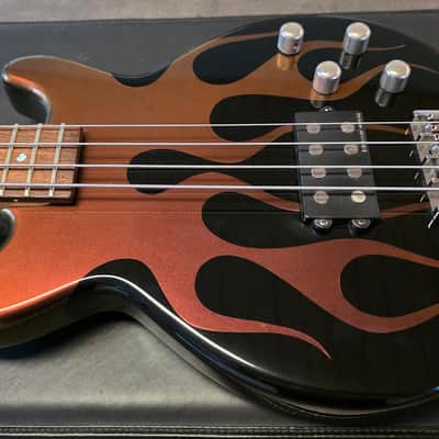 Jackson USA JJ Bass Custom Shop Interference Hot Rod Flames Flip-Flop Color Change 32" Medium Short Scale Scott Ian Music Man Stingray Pickup 18V Preamp American Slap Bass Guitar image 8