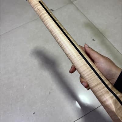 Stainless steel 22 frets 25.5inch Flame maple Electric guitar Neck Locking nut  parts hole:10mm image 4