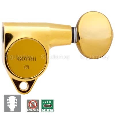 NEW Gotoh SG301-05 Tuning Keys L3+R3 Tuners Small OVAL Buttons 3x3 - GOLD image 1