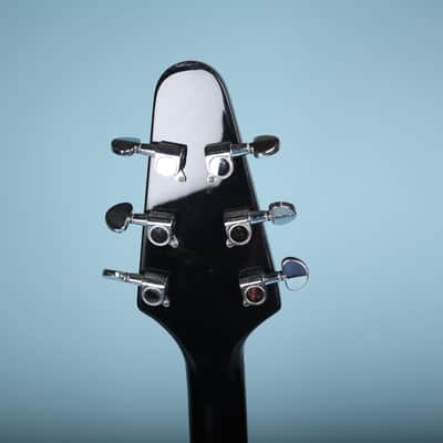 Flying V Style Electric Guitar in Black with White Pickguard image 8
