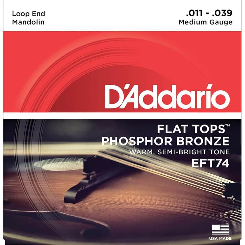 D'Addario EFT74 Flat Tops Mandolin Strings Medium 11-39 image 1