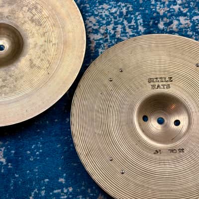 VINTAGE 14” Sabian AA SIZZLE Hats 975g 1338g image 13