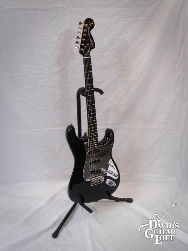 Squier Standard Stratocaster - Black/Mirror Pickguard | Reverb