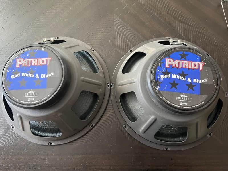 Pair of Eminence Red white & Blues 12" 16ohm, 120 watt Guitar speakers. Pair image 1