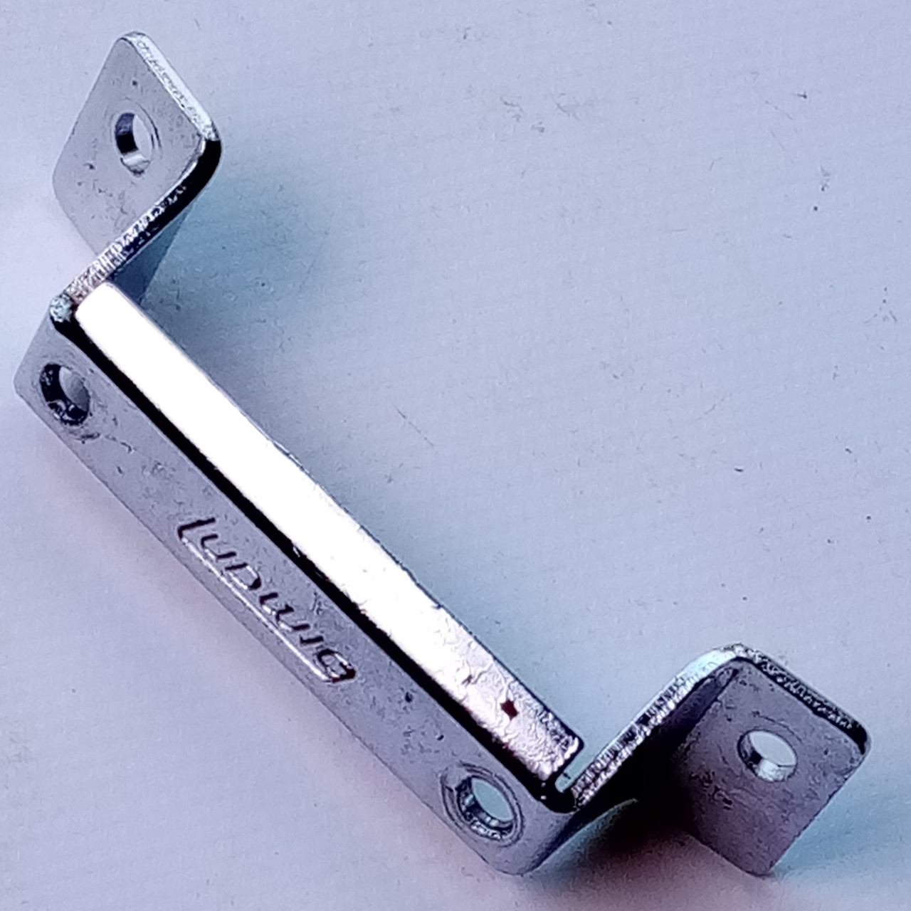 Ludwig 70s Block Logo Butt Plate Snare Drum Hardware Chrome Vintage USA P32 Part — main photograph