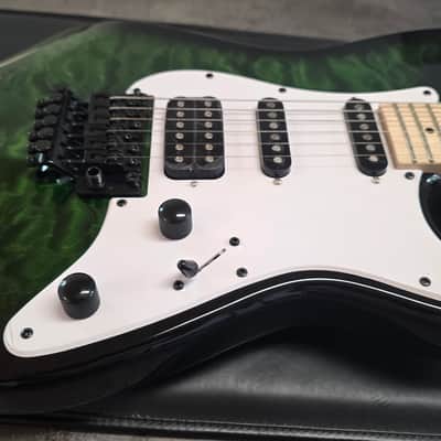 Jackson Adrian Smith SDXQM Signature BRAND NEW IN BOX! Transparent Green Burst Iron Maiden Pro Artist HSS FR Floyd Rose San Dimas Super Strat with Fender Stratocaster headstock SDQX AAA Quilt Top Quilted Maple image 9