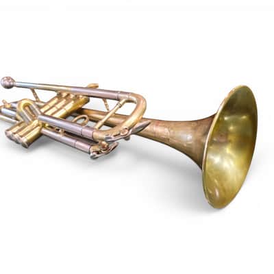 SVintage Soviet Bb Trumpet “Pompovaya Truba” No. 3461 — Moscow Musical Instrument Factory — 1970s — Brass & Silver Finish with Original Velvet Case image 8