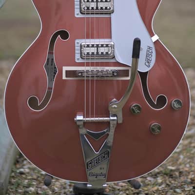 Gretsch G6118T Players Edition Anniversary™ Hollow Body with String-Thru Bigsby®, Rosewood Fingerboard - Two-Tone Copper Metallic/Sahara Metallic image 1