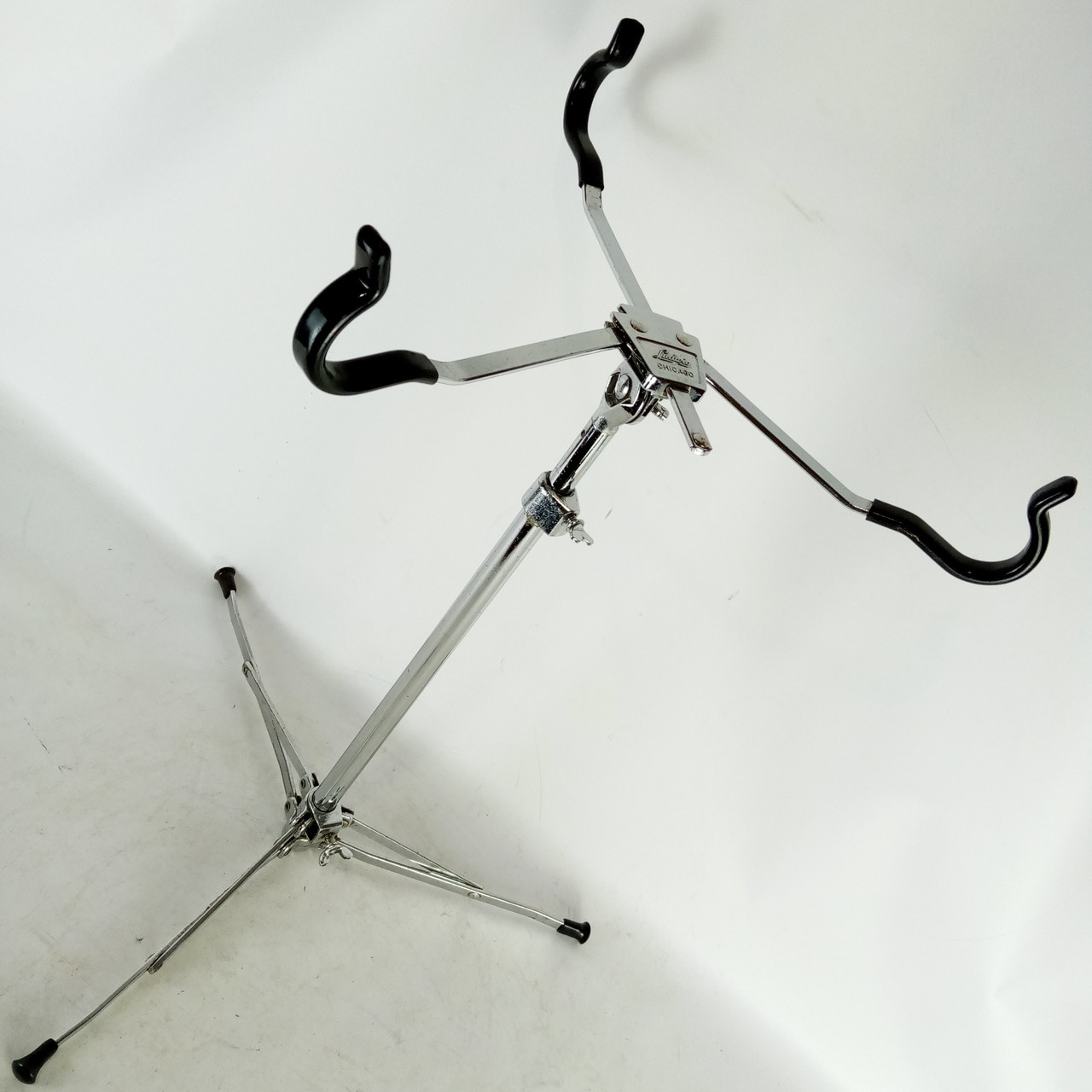 Ludwig Atlas Flat Base#1363 Snare Drum Stand Chrome Vintage 60s Flush Block Logo — main photograph