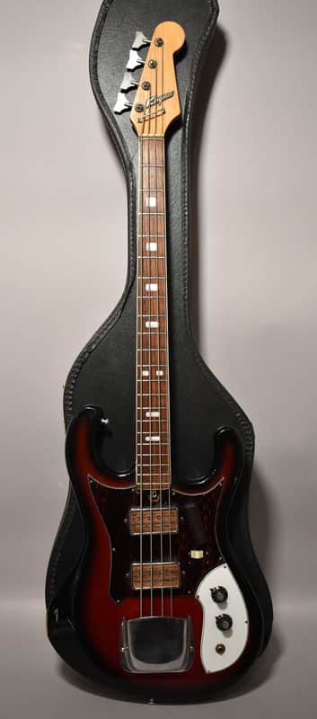 1960s Kingston (Kawai/Teisco) Solidbody Electric Bass Guitar Red Burst MIJ image 1