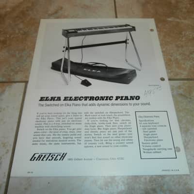 Vintage 1970's Gretsch Elka Electronic Piano Flyer! Rare, Original Case Candy, Paperwork! image 2