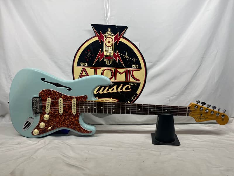 Fender Limited Edition American Professional II Stratocaster Thinline Semi-Hollow Body Electric Guitar - Transparent Daphne Blue image 1
