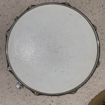 Ludwig No. 404 Acrolite 5x14" 8-Lug Aluminum Snare Drum with Pointed Blue/Olive Badge 1969 - 1979 - Matte Aluminum image 6