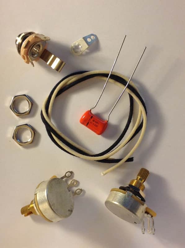 Wiring Harness Kit For P Bass CTS 450G Knurled Pots .033uf 225P Orange Drop Cap image 1