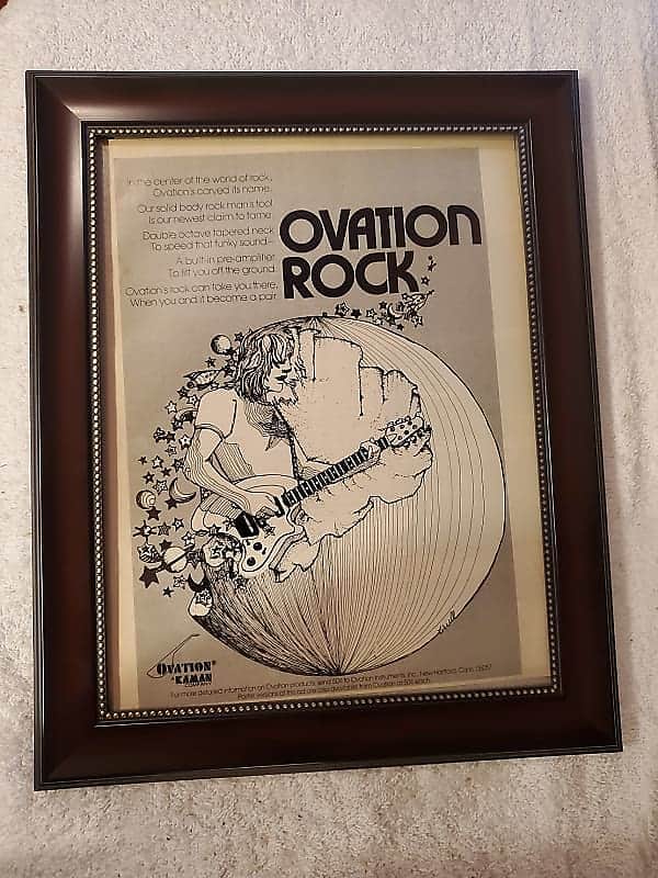 1974 Ovation Guitars Promotional Ad Framed Breadwinner Electric Guitar Original image 1
