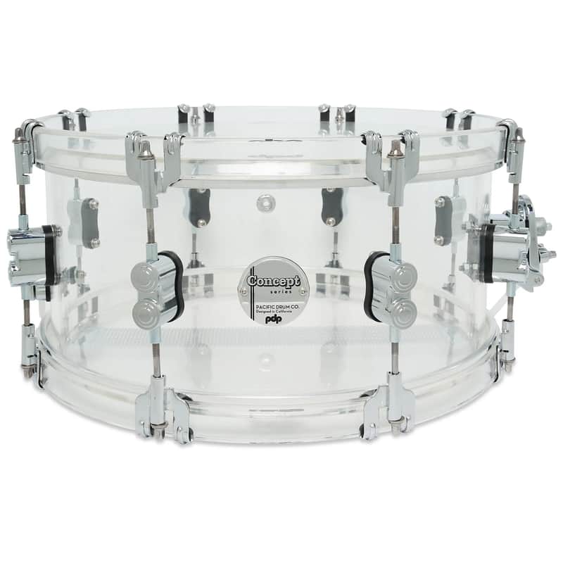 PDP 14" x 6.5" Concept Acrylic Clear Snare Drum with Acrylic Hoops image 1