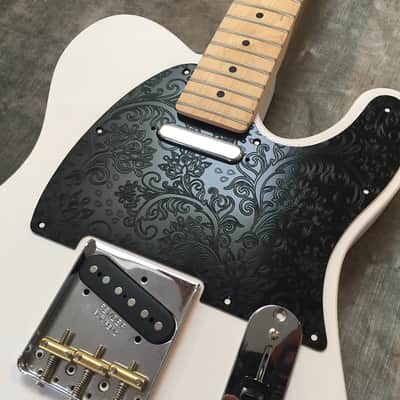 Black Floral Paisley Custom Bakelite Pickguard Fender® Telecaster® Tele® 8 hole image 1