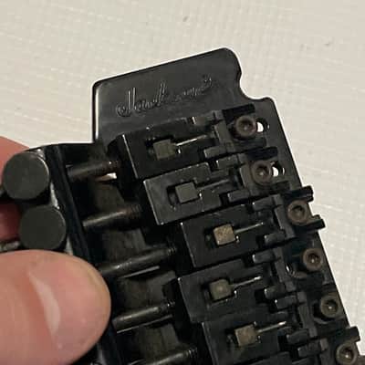 1990's Jackson King V & Dinky Guitars JT-580 Takeuchi Black Licensed Floyd Rose Tremolo Guitar Bridge image 15