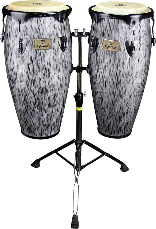 Tycoon Percussion 10" & 11" Conga Drums w/ Stand - Steel Series image 1
