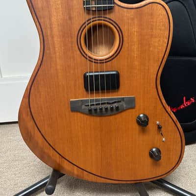 Fender American Acoustasonic Jazzmaster Acoustic Electric Guitar All-Mahogany - Natural image 2