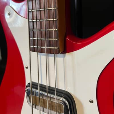 1960 1970 Red Meazzi Diamond Vintage Made in Italy Short scale Bass image 5