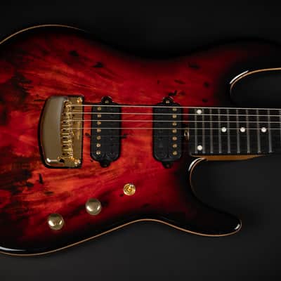 2021 Ernie Ball Music Man Jason Richardson Signature Cutlass 7 - Rorschach Red | USA 7-String JR7 Buckeye Burl Top Birdseye Maple Neck Tremolo Stainless Steel Frets 3.6kg | OHSC image 4