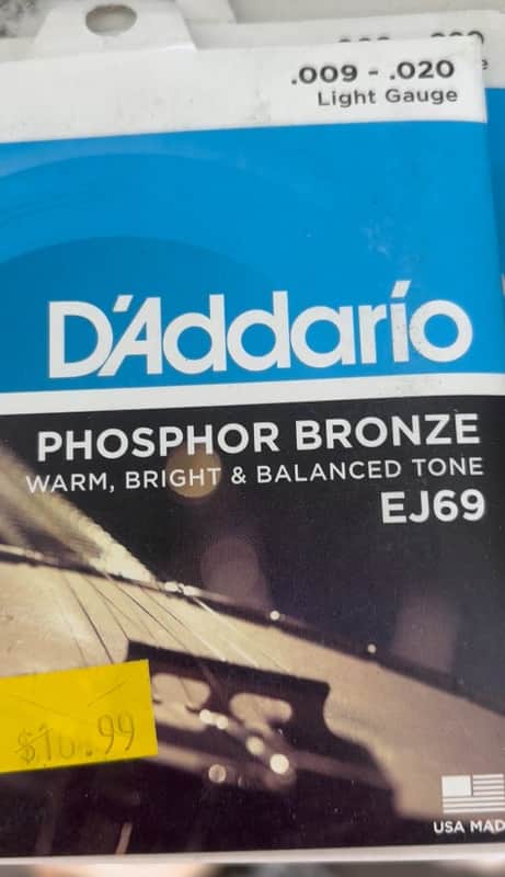 D'Addario EJ69 Phosphor Bronze 9-20 Light Gauge Acoustic Guitar Strings - 2 packs image 1