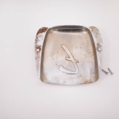 1966 Vintage Fender Jazz Bass F-Logo BRIDGE COVER Chrome JBass Guitar Original 1960's 1967 1968 1969 image 2